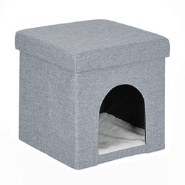Relaxdays Katzenhöhle aus Stoff für Katzen und kleine Hunde in Grau – Bild 1 von 8