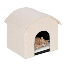 Relaxdays Katzenhöhle beige faltbar mit Kratzfläche aus Polyester 44 x 48 x 41 cm - 1 Stk. – Bild 1 von 4