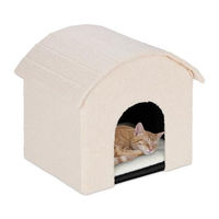 Produktbild von Relaxdays Katzenhöhle beige faltbar mit Kratzfläche aus Polyester 44 x 48 x 41 cm - 1 Stk.
