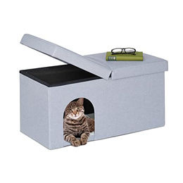 Relaxdays Katzenhöhle faltbar aus Stoff in Grau für Katzen aller Altersstufen – Bild 1 von 7