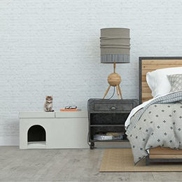Relaxdays Katzenhöhle faltbare Indoorhütte für Wohnungskatzen in Beige – Bild 1 von 7