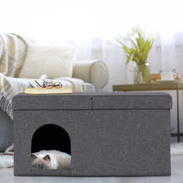 Relaxdays Katzenhöhle Kuschelhöhle aus Stoff für erwachsene Katzen in Grau – Bild 1 von 13