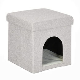 Relaxdays Katzenhöhle Kuschelhöhle aus Stoff für Katzen und kleine Hunde in Beige – Bild 1 von 5