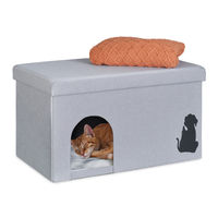 Produktbild von Relaxdays Katzenhöhle Kuschelhöhle mit Deckel grau für erwachsene Katzen