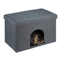Produktbild von Relaxdays Katzenhöhle und Hundehöhle als faltbarer Sitzhocker mit Sitzauflage aus Polyester, Grau, 38,5x64,5x37,5 cm