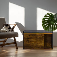 Produktbild von Relaxdays Katzenkloschrank als Möbel-Toilette mit Sitzbank im Industrial Design aus Holz, Schwarz/Braun