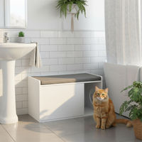 Produktbild von Relaxdays Katzenschrank als Katzenkommode und Sitzbank mit Sitzauflage in Weiß/Grau
