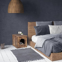 Relaxdays Katzenschrank als Möbel-Toilette aus Holz in Braun – Bild 1 von 7
