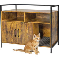 Produktbild von Relaxdays Katzenschrank als Möbel-Toilette für Katzen in Braun und Schwarz aus Holz