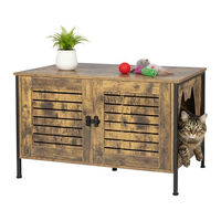 Produktbild von Relaxdays Katzenschrank aus Holz für die Katzentoilette mit Schloss und Trennwand in Dunkelbraun