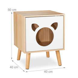 Relaxdays Katzenschrank Möbel-Toilette aus Holz in Natur/Weiß – Bild 1 von 7