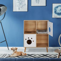 Produktbild von Relaxdays Katzenschrank XXL Katzenkommode mit Katzenkloversteck und Schlafplatz in Natur/Weiß