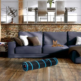 Relaxdays Katzentunnel aus Nylon mit 3 Ausgängen bunt, faltbare Katzenröhre 115 x 24 cm – Bild 1 von 6