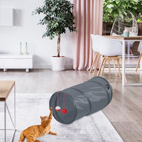 Produktbild von Relaxdays Katzentunnel aus Polyester mit Spielzeug grau für alle Altersstufen