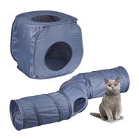 Produktbild von Relaxdays Katzentunnel mit Katzenhöhle 2 in 1 Pop-up Katzenzelt grau aus Polyester