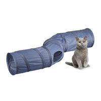 Produktbild von Relaxdays Katzentunnel S-Form aus Polyester grau mit 4 Ausgängen