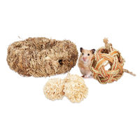 Produktbild von Relaxdays Kleintier Zubehör Set 5-teilig aus Naturgras für Hamster und Mäuse