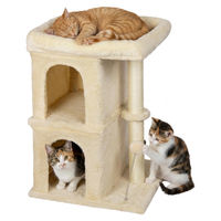 Produktbild von Relaxdays Kratzbaum für Katzen mit 2 Höhlen und Spielzeug aus Sisal und Polyester in Beige