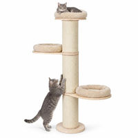 Produktbild von Relaxdays Kratzbaum für Katzen mit 3 Liegeflächen, Sisalstämme und Kissen, beige/natur, 187 x 46 cm