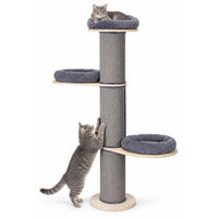 Produktbild von Relaxdays Kratzbaum für Katzen mit 3 Liegeflächen und Kissen, Sisalstämme, Grau/Natur, 187 x 46 cm