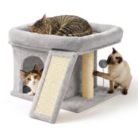 Produktbild von Relaxdays Kratzbaum für Katzen mit Höhle und Liegefläche aus Sisal in Grau