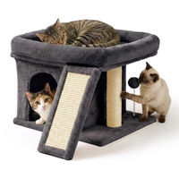 Produktbild von Relaxdays Kratzbaum für Katzen mit Höhle und Liegefläche aus Sisal in Grau, kompakt