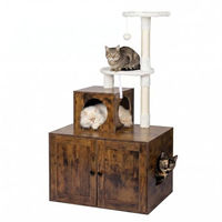 Produktbild von Relaxdays Kratzbaum mit Katzenkloschrank in Braun mit Sisalstämmen, Maße 133x78x49 cm