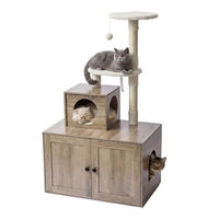 Produktbild von Relaxdays Kratzbaum mit Katzenkloschrank in Holzoptik Braun 133x78x49 cm