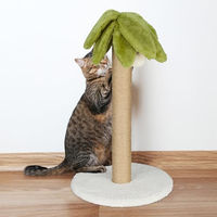 Produktbild von Relaxdays Kratzsäule Palme für Katzen in Bunt mit Leinen-Seil und Bommel, 54x31 cm