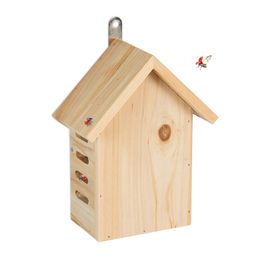 Relaxdays Marienkäferhaus aus Holz zum Aufhängen in Natur Braun - 1 Stk. – Bild 1 von 13