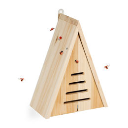 Relaxdays Marienkäferhaus aus Holz zum Aufhängen in Natur Braun – Bild 1 von 13