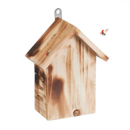 Relaxdays Marienkäferhaus aus Holz zum Aufhängen in Natur und Braun – Bild 1 von 13