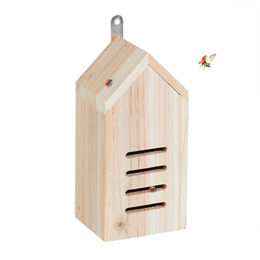Relaxdays Marienkäferhaus aus Holz zum Aufhängen in Naturfarben - 1 Stk. – Bild 1 von 13