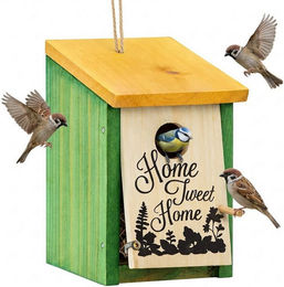 Relaxdays Meisenkasten aus Holz für Wildvögel in Grün – Bild 1 von 4