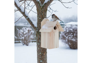relaxdays Meisenkasten aus Holz in Natur Braun für Wildvögel – Bild 1 von 3