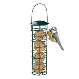 Relaxdays Meisenknödelhalter Futtersäule für Wildvögel aus Metall in Grün 31 cm – Bild 1 von 13