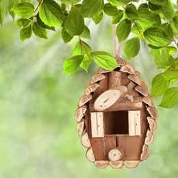 Relaxdays Mini Vogelhaus aus Holz zum Aufhängen Natur Braun 24,5x11x8cm – Bild 1 von 3