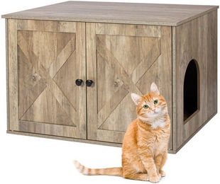 Relaxdays Möbel-Toilette Katzenschrank für Katzenklo in Holzoptik Braun – Bild 1 von 4