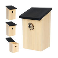 Produktbild von Relaxdays Nistkasten 4er Set aus Holz für Meisen und Spatzen in Natur/Schwarz