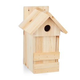 Relaxdays Nistkasten aus Holz als Meisenkasten für Wildvögel in Natur und Braun – Bild 1 von 13