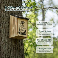 Produktbild von Relaxdays Nistkasten aus Holz für Meisen und Spatzen mit Reinigungsklappe und 32 mm Einflugloch, geflammt, Braun
