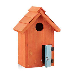 Relaxdays Nistkasten aus Holz für Wildvögel und Meisen in Orange - 1 Stk. – Bild 1 von 6