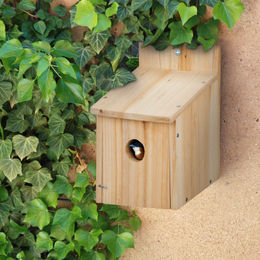 Relaxdays Nistkasten Bausatz aus Holz für Wildvögel wie Meisen und Spatzen in Naturfarben – Bild 1 von 5