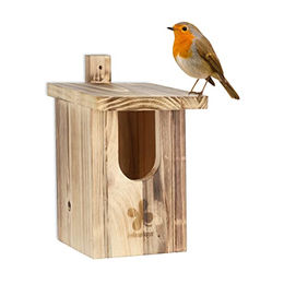 Relaxdays Nistkasten Halbhöhlenbrüter aus FSC zertifiziertem Naturholz für Wildvögel mit 95x55 mm Einflugloch – Bild 1 von 5