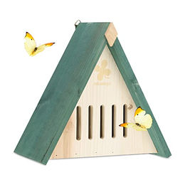 Relaxdays Schmetterlingshaus aus Holz zum Aufhängen für den Garten in Natur/Grün – Bild 1 von 6