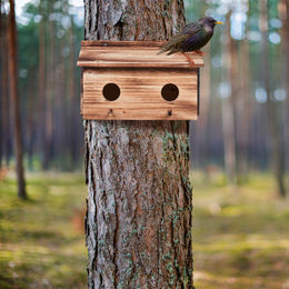 Relaxdays Starenkasten aus Holz für Wildvögel in Natur Braun - 1 Stk. – Bild 1 von 12