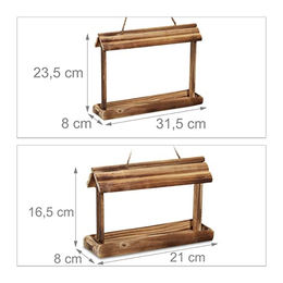 Relaxdays Vogelfutterhaus 2er Set aus Holz in Natur Braun zum Aufhängen – Bild 1 von 4