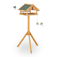 Produktbild von Relaxdays Vogelfutterhaus aus Holz mit Ständer in Orange und Braun