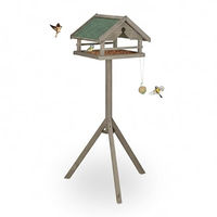 Produktbild von Relaxdays Vogelfutterhaus aus Holz mit Ständer und wetterfestem Asphaltdach in Braun