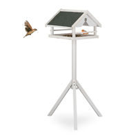 Produktbild von Relaxdays Vogelfutterhaus aus Holz mit Ständer und wetterfestem Dach in Weiß, 120x62x55 cm